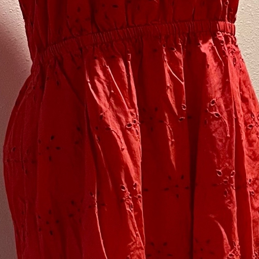 J. Crew Vibrant melon colored eyelet Midi Dress size 4 - Picture 4 of 4